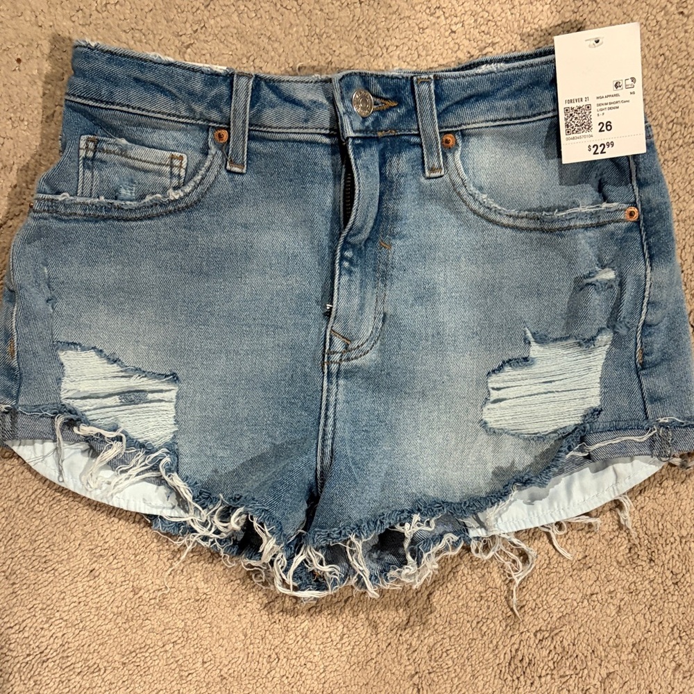 Forever 21 Blue Distressed Jean Shorts